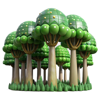 straordinario minimalista digitale foresta con binario codice alberi isolato esclusivo png