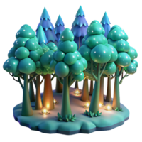 extraordinary minimalist Digital Forest with Glowing Trees Transparent Background high resolution png
