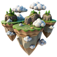 serene abstract Digital Landscape with Floating Islands Transparent Background authentic png