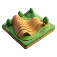 wonderful abstract Digital Landscape with Rolling Hills Transparent Background 4K png