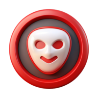 dramatic artistic Digital Mask Icon Button Isolated with Red Outline 4K png