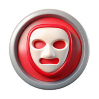 elegant artistic Digital Mask Icon Button Isolated with Red Outline premium png