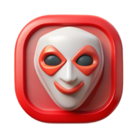 impressive abstract Digital Mask Icon Cutout with Red Border genuine png