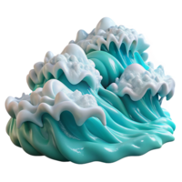 extraordinary artistic Digital Ocean Waves with Foam Texture Transparent Background premium png