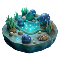serene abstract Digital Ocean with Glowing Plankton Transparent Background 4K png
