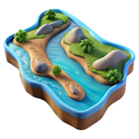wonderful rustic Digital River Delta with Branching Waterways Transparent Background original png