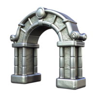 serene vintage Dimensional Gateway Archway Silver Isolated authentic png