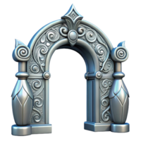 beautiful traditional Dimensional Gateway Ornate Design Silver Isolated detailed png