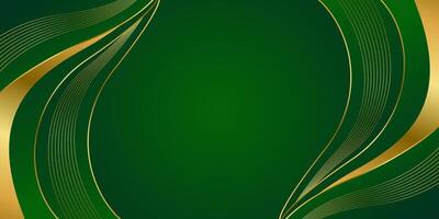 Elegant Green and Gold Abstract Curve Background. Modern luxury design. Suitable for Invitations, awards, templates, banners, covers, posters, presentations, web, and pages vector