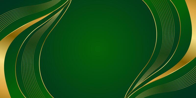 Elegant Green and Gold Abstract Curve Background. Modern luxury design. Suitable for Invitations, awards, templates, banners, covers, posters, presentations, web, and pages