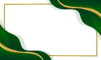 Minimalist green and gold frame background vector