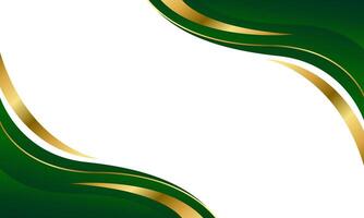 Minimalist green and gold abstract curve background vector