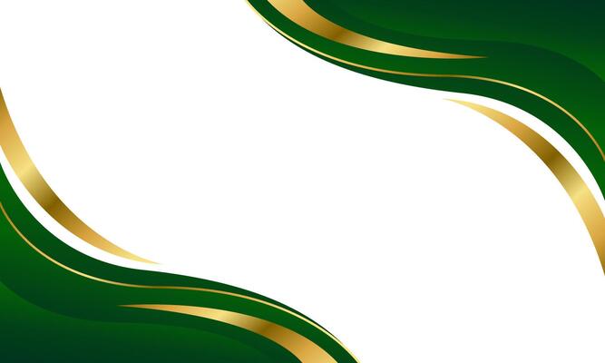 Minimalist green and gold abstract curve background