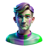 impressive creative Distorted Portrait Isolated with Green and Purple Glitch original png
