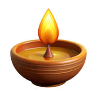 wonderful rustic Diwali Diya with Warm Glow Isolated Element authentic png