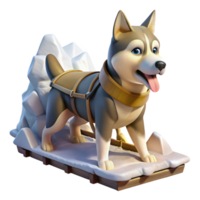 vibrant minimalist Dog Sledding Through Snow Action Shot Cutout original png