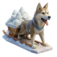 serene vintage Dog Sledding Through Snow Action Shot Cutout original png