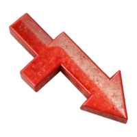 vibrant artistic Downward Trending Arrow Isolated Red Color high quality png