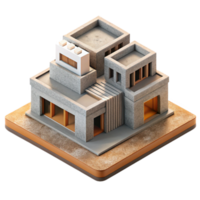 elegant rustic D Printed Architectural Model Isometric View Isolated 4K png