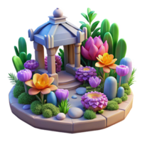 dramatic creative Dreamlike Garden Isolated with Vibrant Flowers detailed png