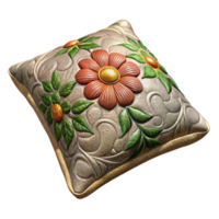 magnificent modern Embroidered Cushion Cover Floral Pattern Isolated on Transparent Background authentic png