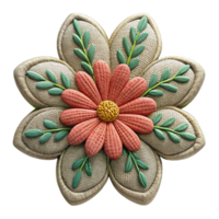 impressive classic Embroidered Floral Pattern on Linen Fabric Close Up Cutout Element high resolution png