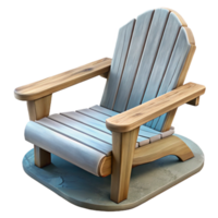 serene classic Empty Adirondack Chair Facing Lake Isolated detailed png