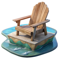 serene modern Empty Adirondack Chair Lake View Transparent Background detailed png