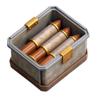 impressive traditional Empty Ammo Box Top View Transparent Background high resolution png