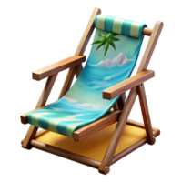 beautiful vintage Empty Beach Chair with Umbrella Isolated authentic png