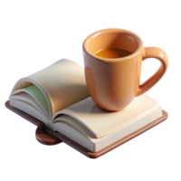 stunning artistic Empty Coffee Cup with Open Book Isolated png