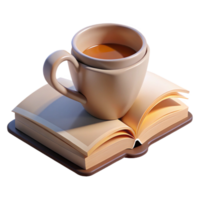 dramatic abstract Empty Coffee Cup with Open Book Isolated genuine png