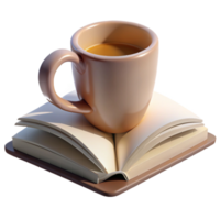 extraordinário minimalista esvaziar café copo com aberto livro isolado original png