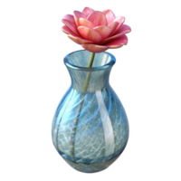 dramatic minimalist Empty Glass Vase with Single Flower Transparent Background png