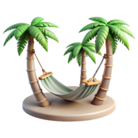 dramatic artistic Empty Hammock Between Two Palm Trees Isolated detailed png
