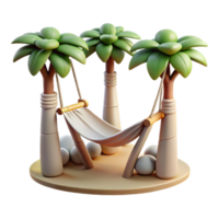 elegant creative Empty Hammock Between Two Palm Trees Isolated high quality png