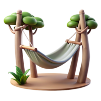 beautiful vintage Empty Hammock Hanging Between Two Trees Transparent Background authentic png