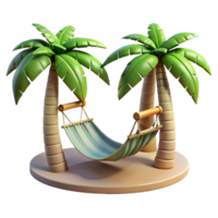 serene creative Empty Hammock Under Palm Trees Transparent Background high resolution png