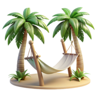 elegant rustic Empty Hammock Under Palm Trees Transparent Background premium png