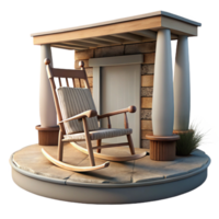 beautiful creative Empty Rocking Chair on Porch Isolated exclusive png