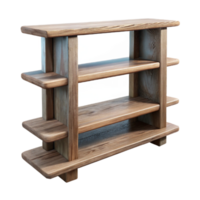 elegant rustic Empty Wooden Shelf Front View Transparent genuine png
