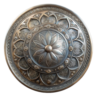 extraordinary traditional Etched Metal Plate with Ornate Design Transparent Background detailed png