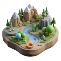 magnificent minimalist Evolving Ecosystem Landscape View Transparent Background high quality png