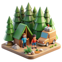 magnificent artistic Family Camping Trip in Forest Isolated premium png