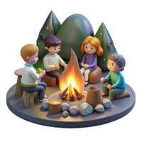 wonderful modern Family Gathering Around Campfire Transparent Background authentic png