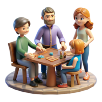 wonderful abstract Family Playing Board Game Isolated high resolution png