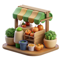 dramatic modern Farmers Market Scene with Fresh Produce Cutout Element high resolution png