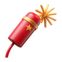 elegant abstract Firecracker with Sparkler Trail Red and Gold Transparent Background high resolution png