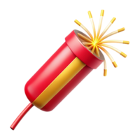 impressive vintage Firecracker with Sparkler Trail Red and Gold Transparent Background high resolution png