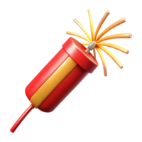 impressive creative Firecracker with Sparkler Trail Red and Gold Transparent Background genuine png